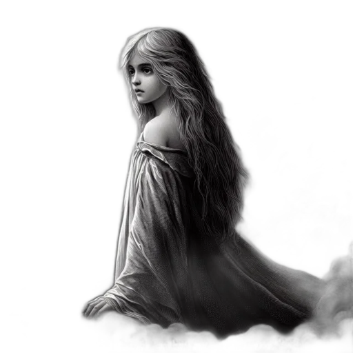 hair, dress, dragon, creature transparent PNG cut-out