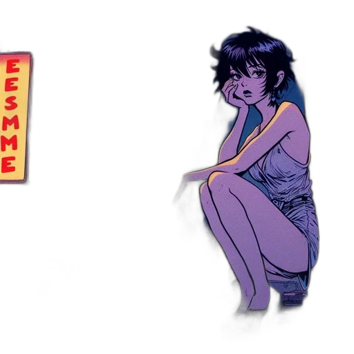 concept art, comic book art, vaporwave, watercolor transparent PNG cut-out