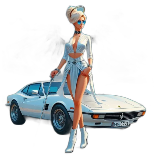 car, concept art, fantasy art, comic book art transparent PNG cut-out