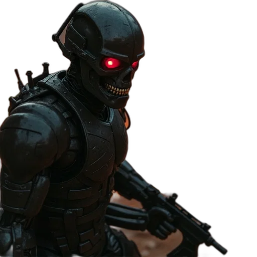 robot, weapon, concept art, 3d render transparent PNG cut-out