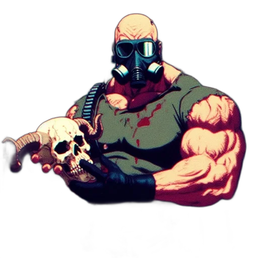 robot, weapon, mask, jacket transparent PNG cut-out