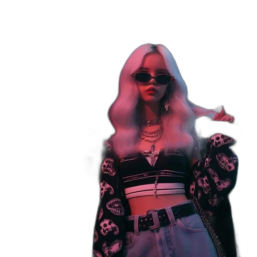 jacket, dress, hair, vaporwave transparent PNG cut-out