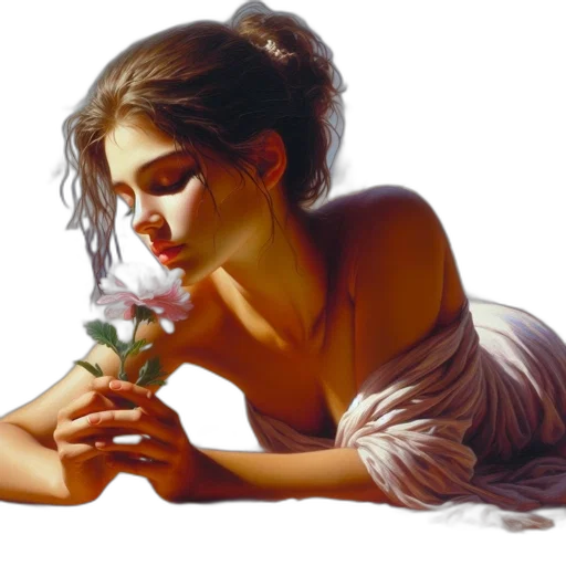 jewelry, flower, oil painting, photorealistic transparent PNG cut-out
