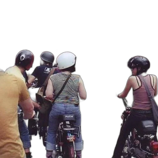 group, people, bikes, wearing transparent PNG cut-out