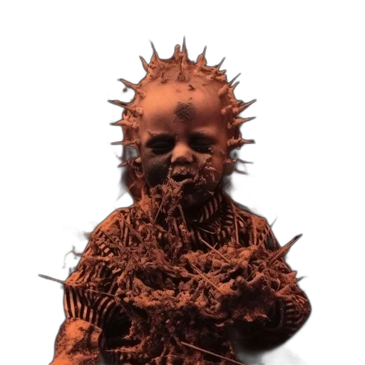creature, hair, face, 3d render transparent PNG cut-out