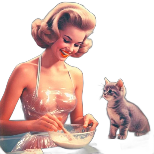 food, photorealistic, comic book art, woman transparent PNG cut-out