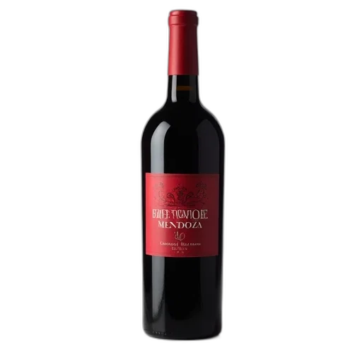 bottle, black, red, label transparent PNG cut-out