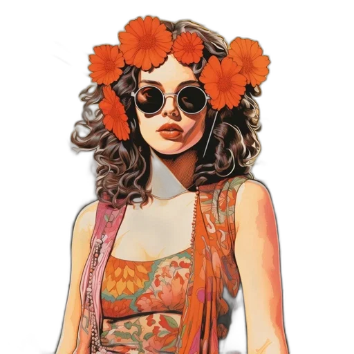 dress, flower, jewelry, face transparent PNG cut-out