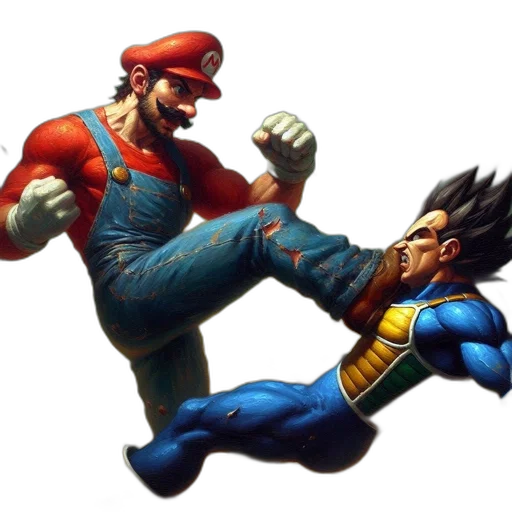 concept art, comic book art, pixel art, mario transparent PNG cut-out