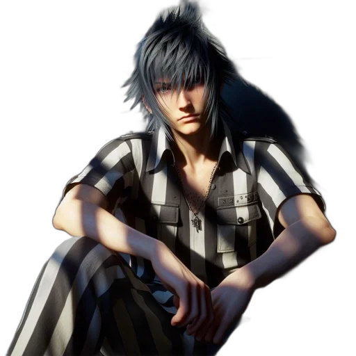 face, hair, jacket, weapon transparent PNG cut-out