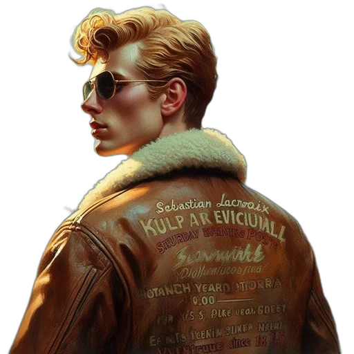 jacket, face, concept art, comic book art transparent PNG cut-out