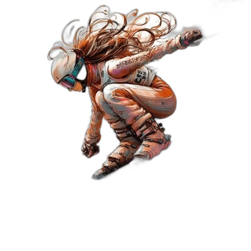 hair, creature, staff, robot transparent PNG cut-out