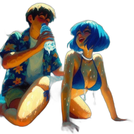 bottle, watercolor, concept art, vaporwave transparent PNG cut-out