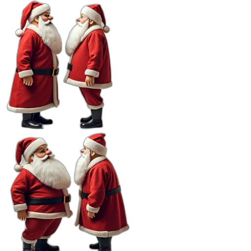 3d render, santa, character, different transparent PNG cut-out