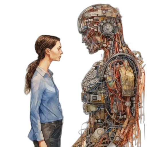 robot, concept art, comic book art, cyberpunk transparent PNG cut-out