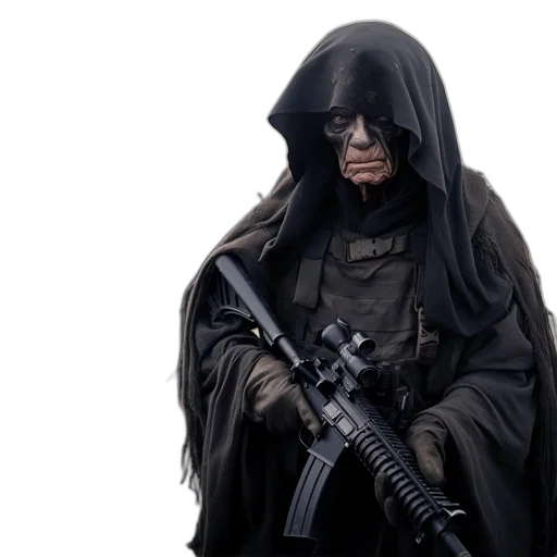 mask, jacket, weapon, staff transparent PNG cut-out