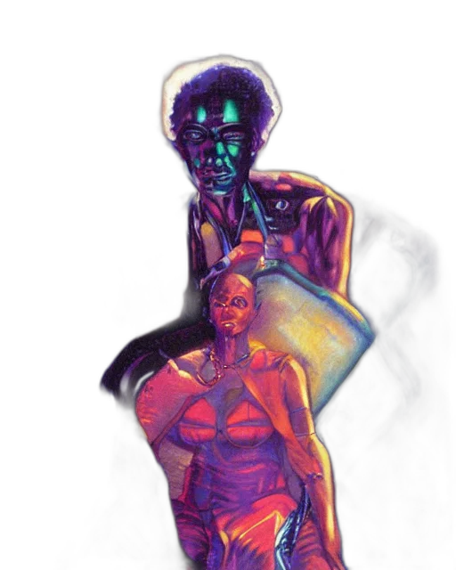 concept art, comic book art, cyberpunk, watercolor transparent PNG cut-out