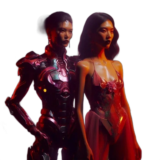 robot, dress, concept art, cyberpunk transparent PNG cut-out