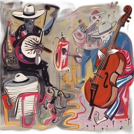 concept art, oil painting, group, musicians transparent PNG cut-out