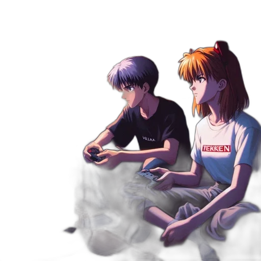 anime, concept art, vaporwave, watercolor transparent PNG cut-out