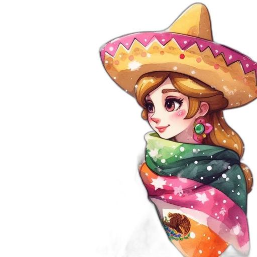 hat, dress, staff, watercolor transparent PNG cut-out