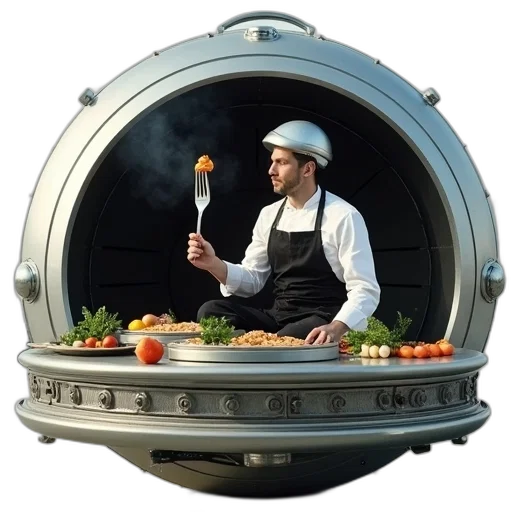 staff, food, robot, hat transparent PNG cut-out