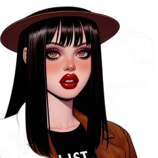 hat, face, jacket, comic book art transparent PNG cut-out