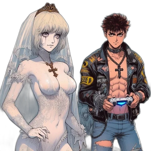 jacket, dress, robot, cyberpunk transparent PNG cut-out