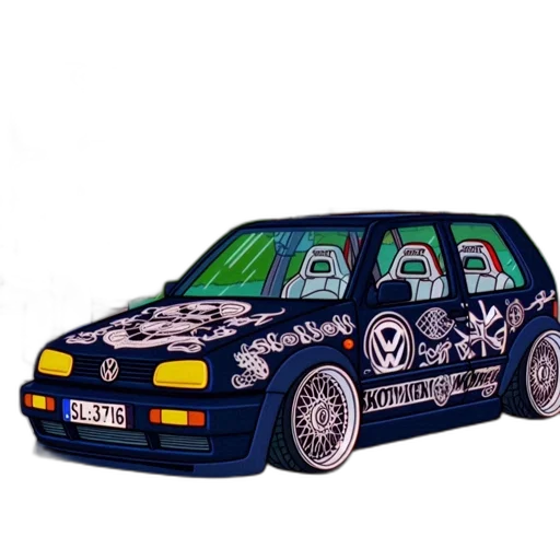 car, concept art, photorealistic, cartoon transparent PNG cut-out
