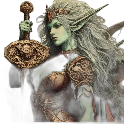 staff, jewelry, sword, fantasy art transparent PNG cut-out
