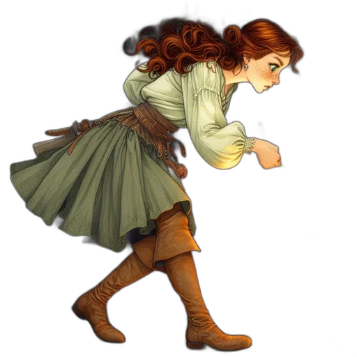dress, staff, concept art, fantasy art transparent PNG cut-out