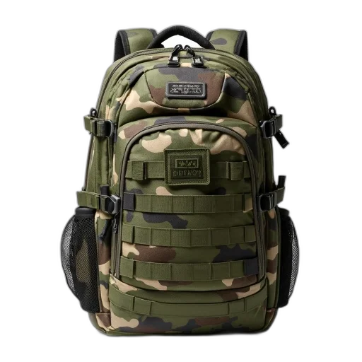 jacket, 3d render, camouflage, backpack transparent PNG cut-out