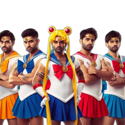 anime, concept art, five, individuals transparent PNG cut-out