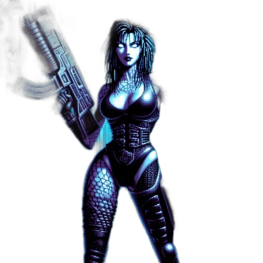 weapon, comic book art, concept art, cyberpunk transparent PNG cut-out