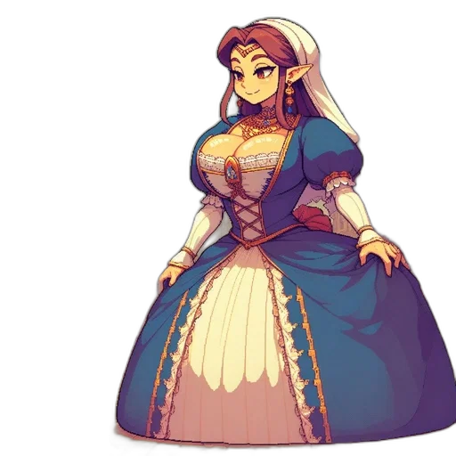dress, crown, staff, pixel art transparent PNG cut-out