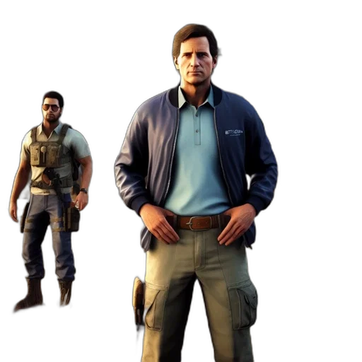jacket, staff, concept art, 3d render transparent PNG cut-out