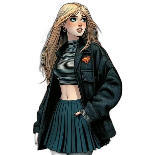 jacket, dress, comic book art, concept art transparent PNG cut-out