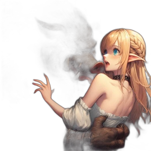 dragon, dress, mask, staff transparent PNG cut-out
