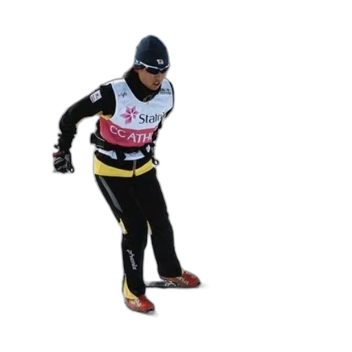 cross-country, skier, black, yellow transparent PNG cut-out