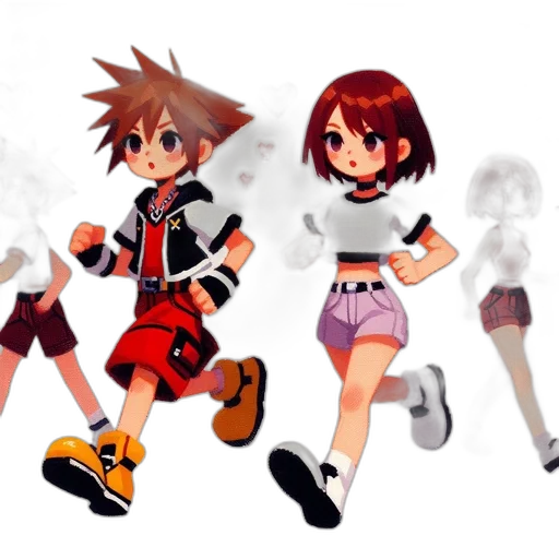 concept art, pixel art, 3d render, anime transparent PNG cut-out