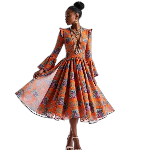dress, colorful, woman, wearing transparent PNG cut-out