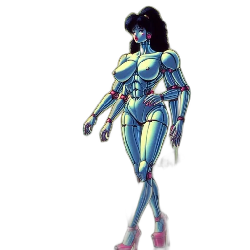 robot, dress, concept art, vaporwave transparent PNG cut-out