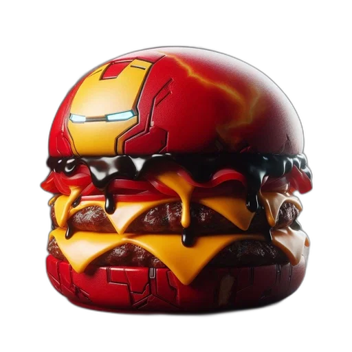 food, crown, robot, 3d render transparent PNG cut-out