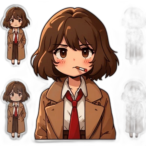 jacket, creature, face, staff transparent PNG cut-out