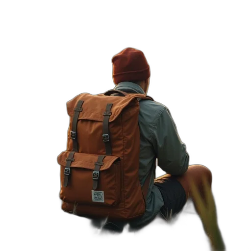 jacket, hat, staff, creature transparent PNG cut-out