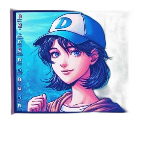 hat, face, anime, pixel art transparent PNG cut-out