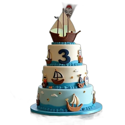 3d render, three-tiered, birthday, cake transparent PNG cut-out