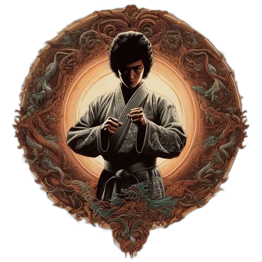 jacket, staff, sword, dragon transparent PNG cut-out