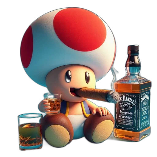 bottle, robot, hat, 3d render transparent PNG cut-out