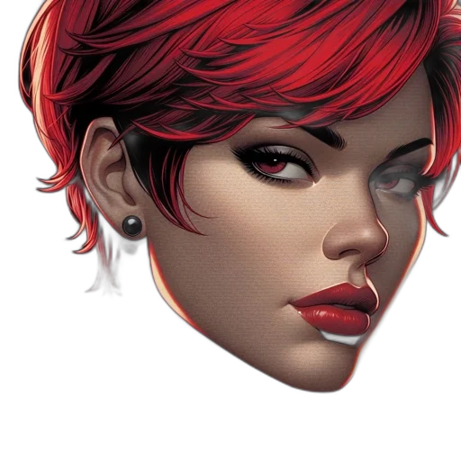 face, comic book art, concept art, photorealistic transparent PNG cut-out